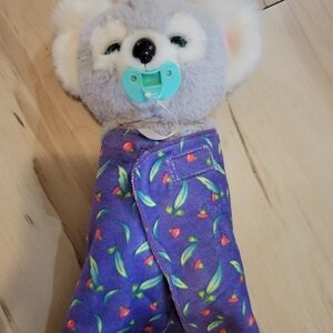 Plush Koala Toy with Purple Blanket